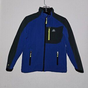 Snozu Boys Blue Soft Shell Jacket Fleece Lined Full Zip Size Medium 10/12 READ